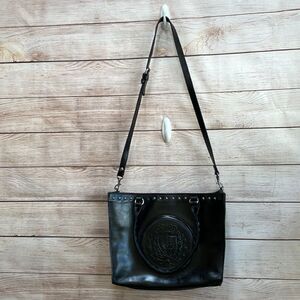 PATRICIA NASH LARGE STUDDED AND EMBOSSED TOTE IN‎ BLACK LEATHER